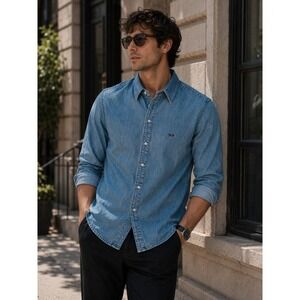 Diesel Simply Shirt Mens Medium Denim Blue Button Up Streetwear Grunge NWT